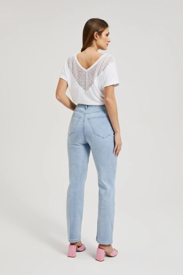 Jeansy z prostą nogawką niebieskie bawełniane 