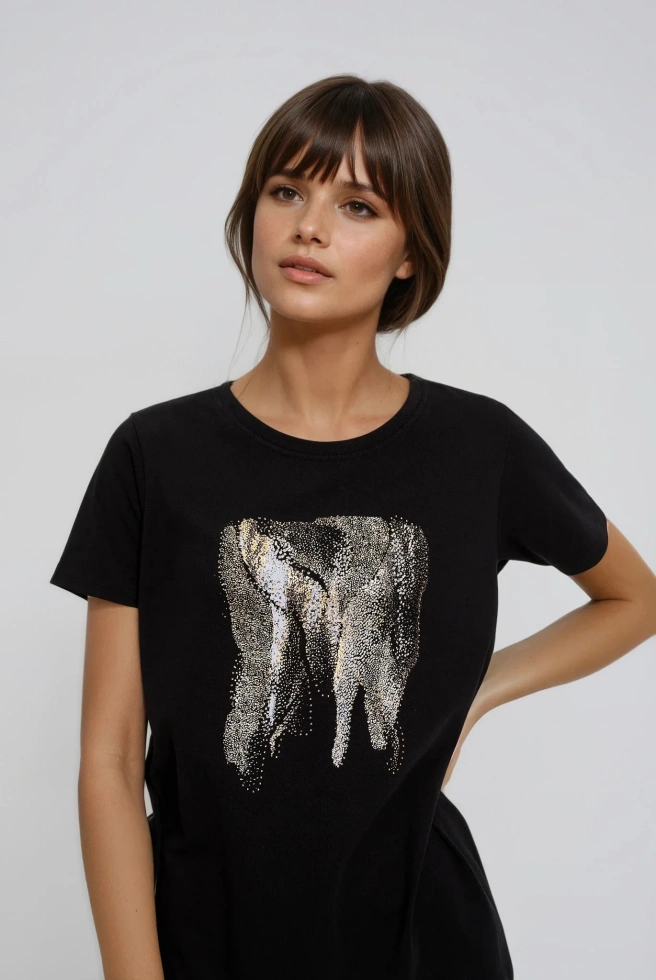 Bluzka z nadrukiem czarna