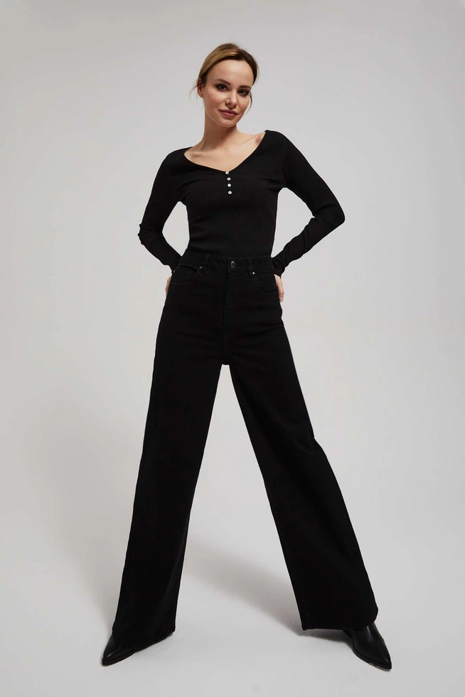 Jeansy wide leg z wysokim stanem