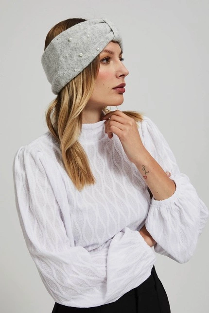 Dzianinowa opaska na głowę szara