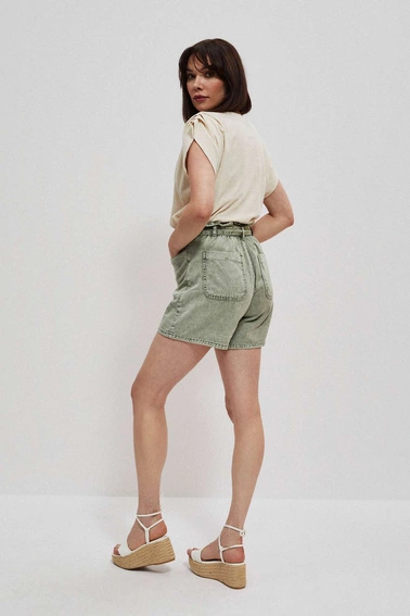 Jeansowe spodenki typu paperbag czekoladowe