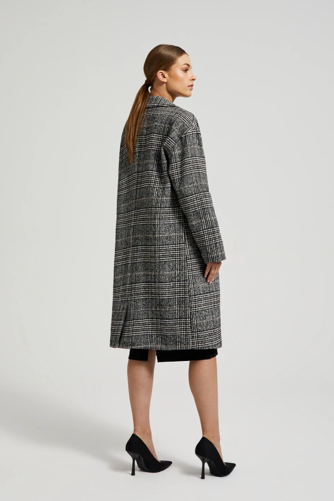 Płaszcz oversize w kratę czarny