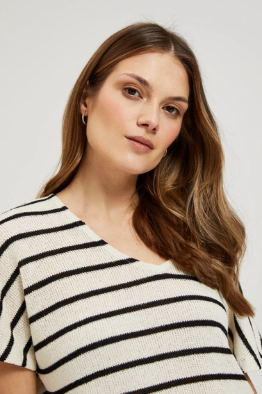 Bluzka w paski beżowa