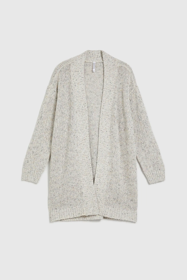 Kardigan o długość do połowy uda beżowy