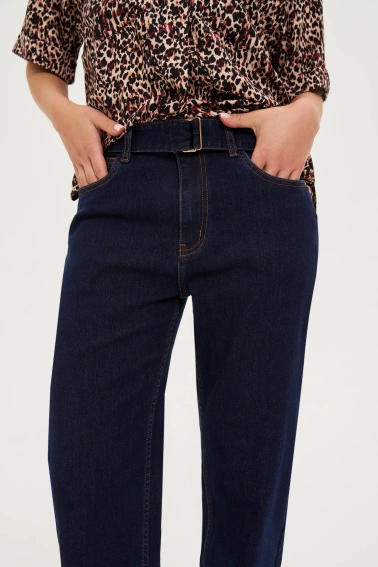 Jeansy z szerokimi nogawkami granatowe