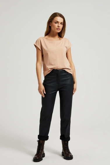 T-shirt z okrągłym dekoltem beżowy