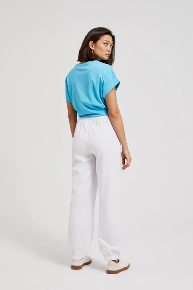 Gładkie wiskozowe spodnie białe