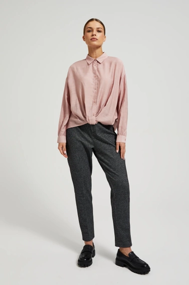 Koszula z asymetrycznym dołem różowa