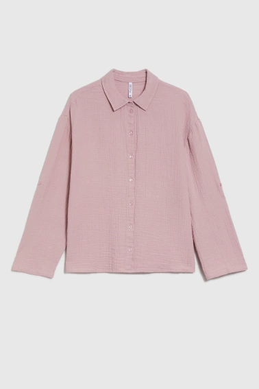 Koszula z bawełnianego muślinu różowa