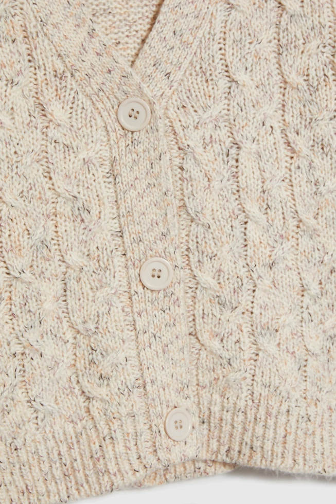 Kardigan z ozdobnym splotem beżowy