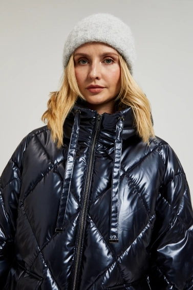 Pikowana metaliczna kurtka z kapturem grantowa 