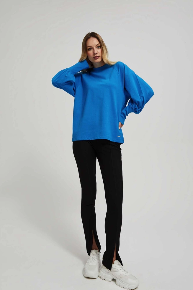 Bluza z bufiastymi rękawami lazurowa