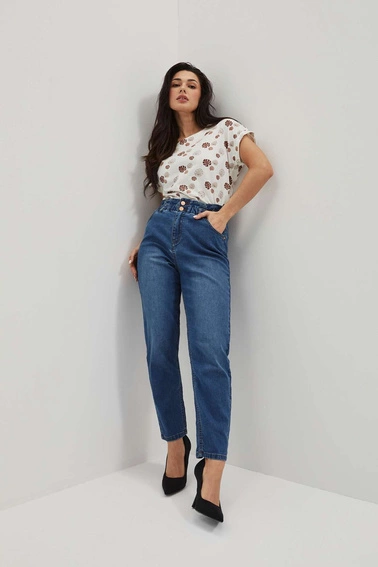 Jeansy paper bag ciemnoniebieskie