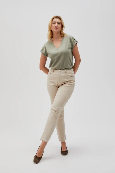 Bawełniane beżowe spodnie