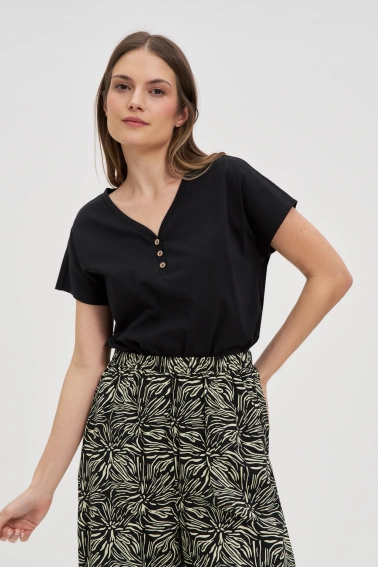 Bawełniana bluzka z guzikami czarna