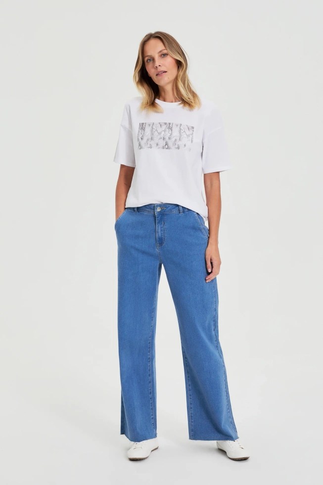 Jeansy z szerokimi nogawkami niebieskie