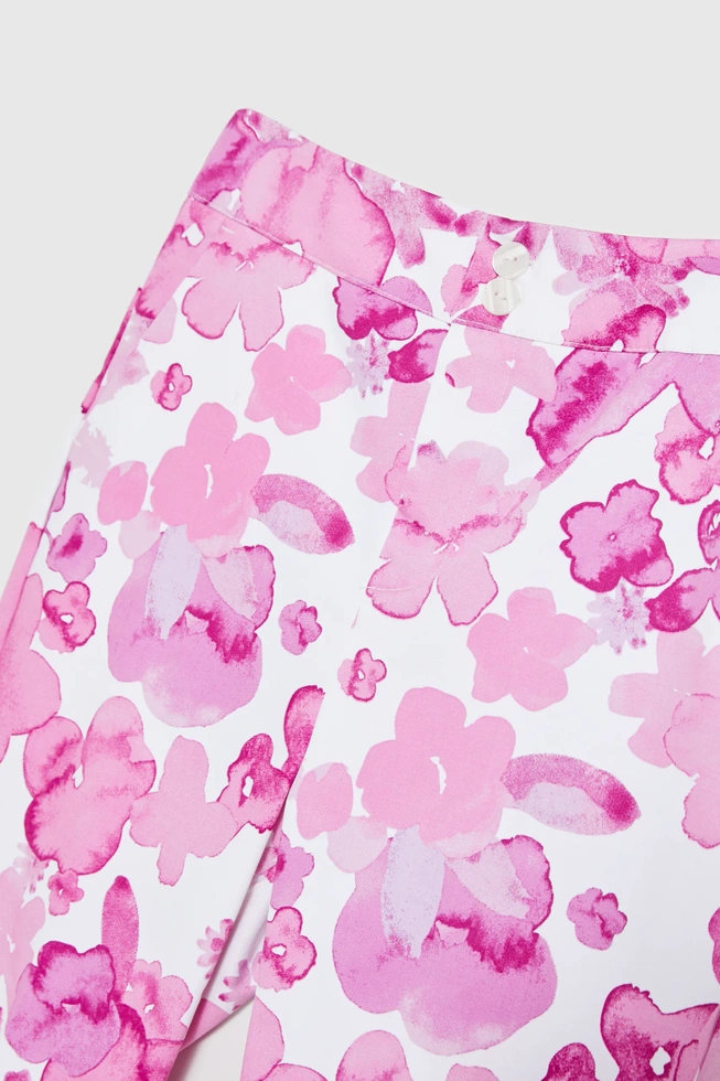 Spodnie w kwiaty różowe