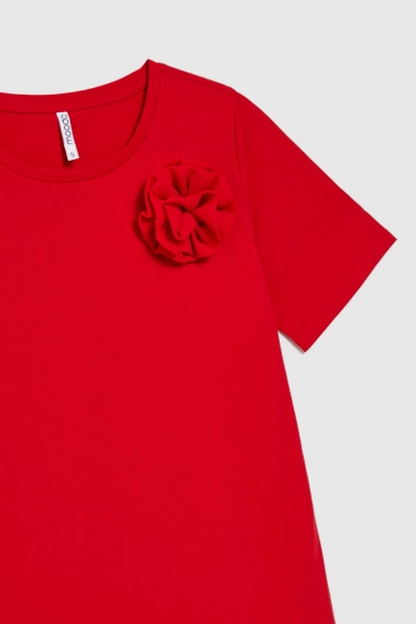 Bawełniana bluzka z aplikacją czerwona