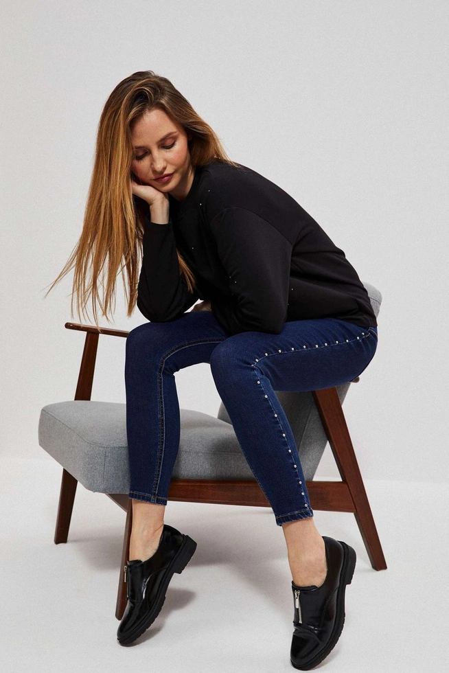 Jeansy typu rurki z dżetami