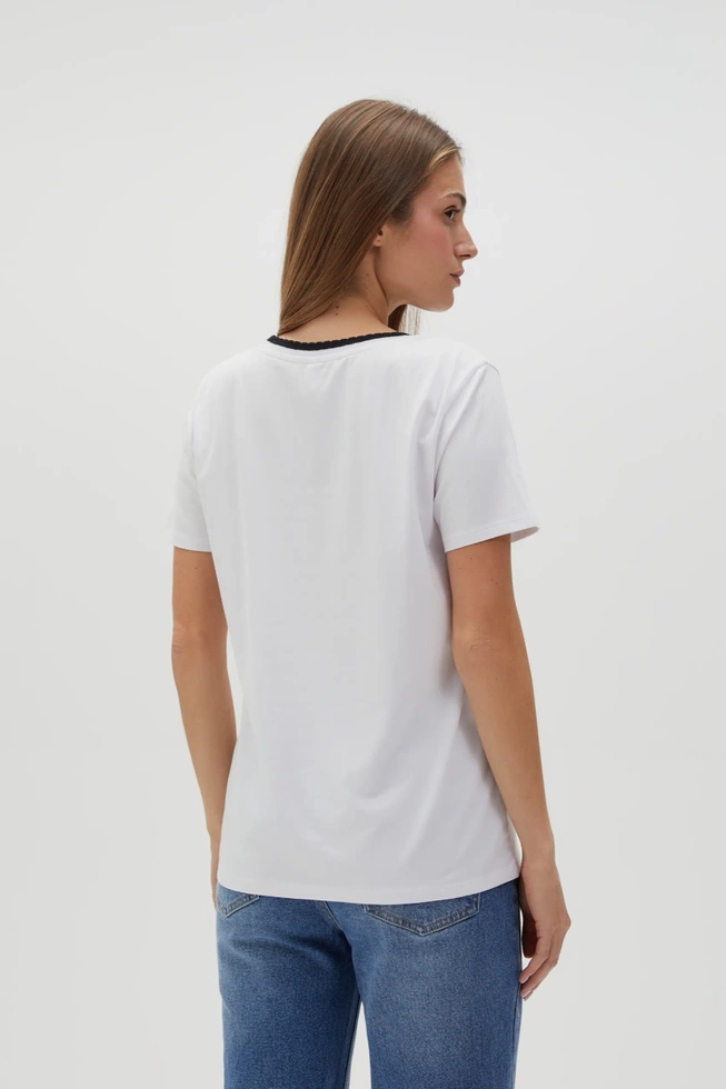 Gładka bluzka z krótkimi rękawami biała