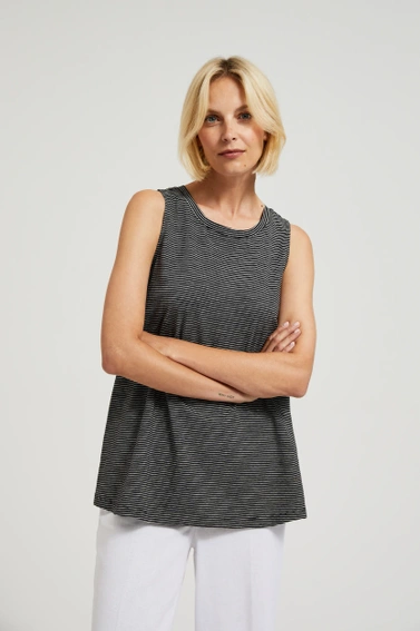Bawełniany top w paski czarny