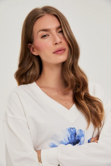 Bluza z nadrukiem biała