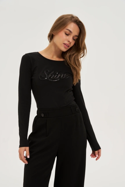 Bluzka z cekinami czarna