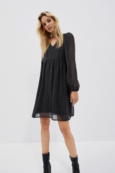 Rozkloszowana sukienka z printem czarna