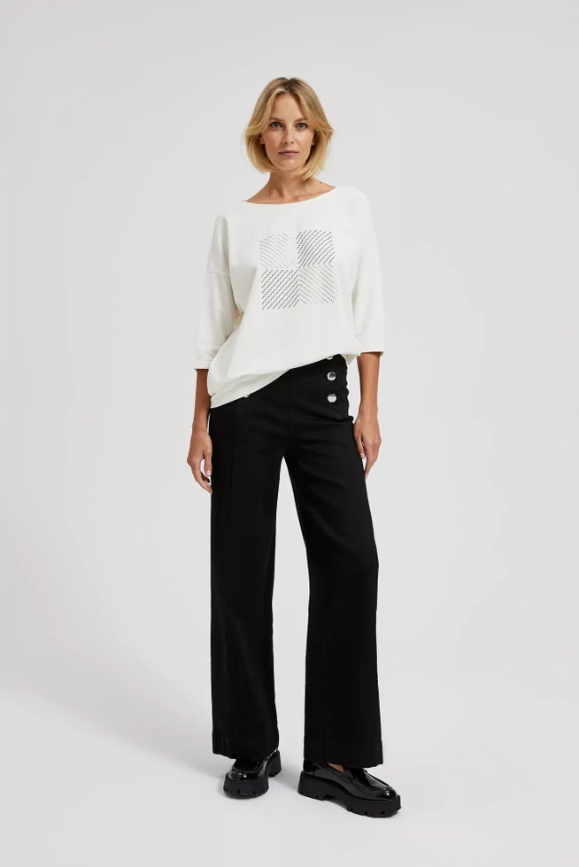 Bluza z rękawami 3/4 biała