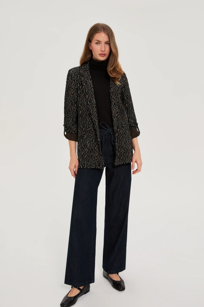 Marynarka w zwierzęcy wzór czarna