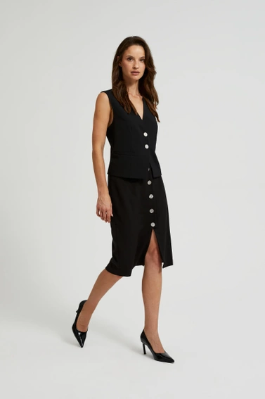 Spódnica ołówkowa z ozdobnymi guzikami czarna 