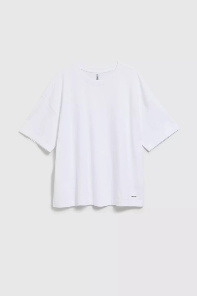Bluzka oversize z okrągłym dekoltem biała