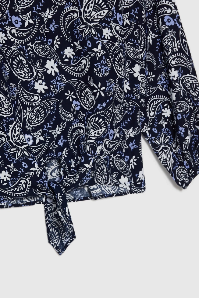 Wiskozowa koszula z wzorem paisley granatowa