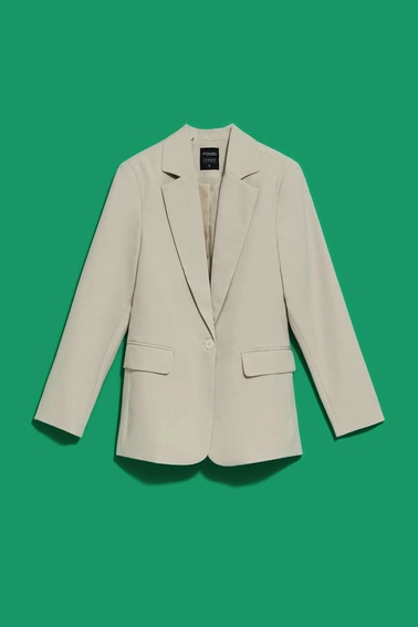 Jednorzędowa gładka marynarka piaskowa