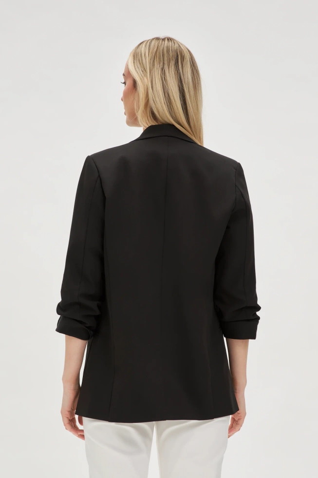Marynarka z marszczonymi rękawami 3/4 czarna