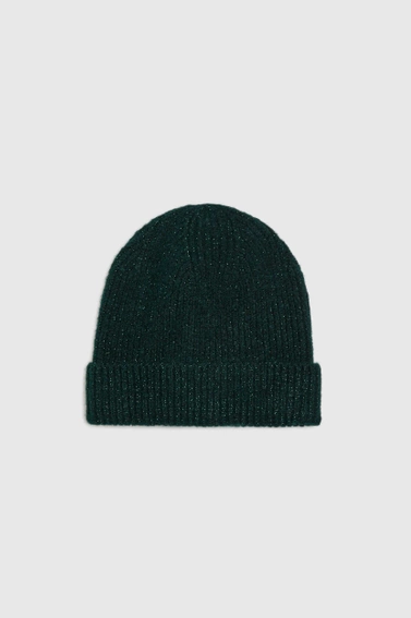 Czapka z metaliczną nitką ciemnozielona