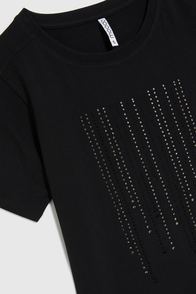 Bawełniana bluzka z dżetami czarna