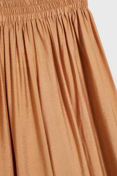 Wiskozowe spodnie z szerokimi nogawkami beżowe