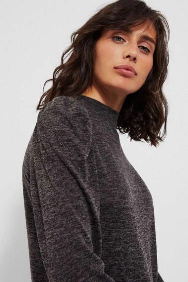 Melanżowa bluza z bufkami grafitowa