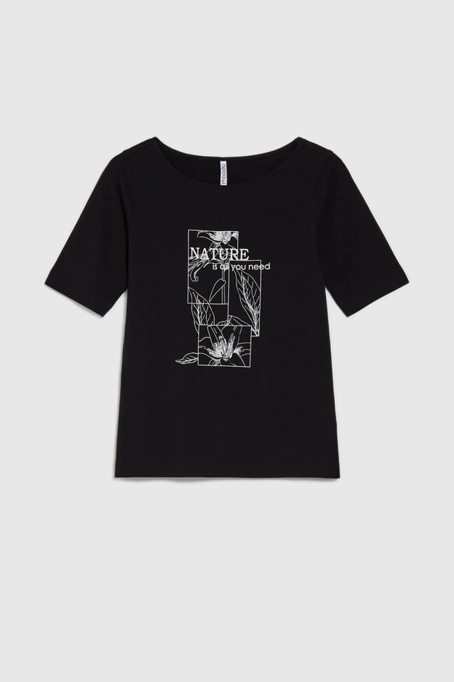 Bluzka z nadrukiem i napisem czarna