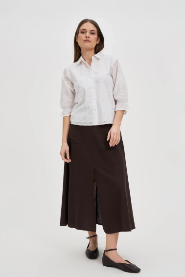 Bawełniana koszula z bufiastymi rękawami biała