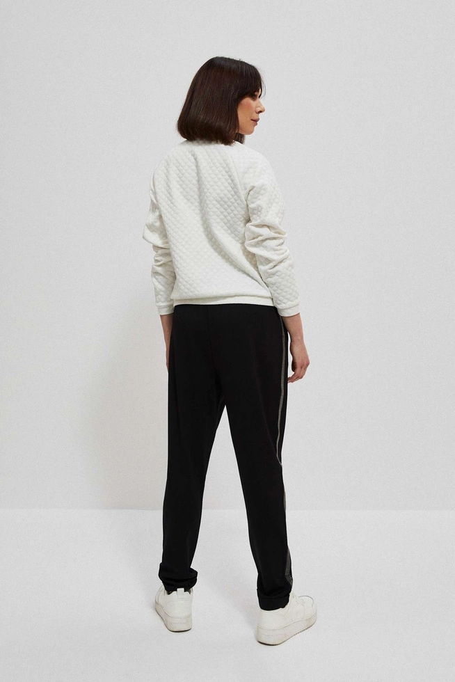 Gładkie spodnie z lampasami czarne