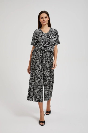 Spodnie kuloty z wzorem czarne