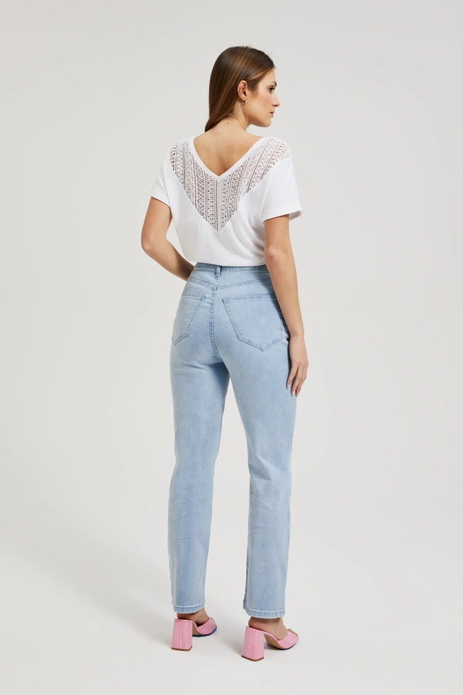 Jeansy z prostą nogawką niebieskie bawełniane