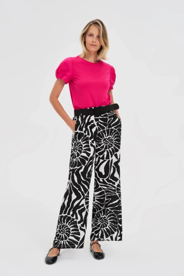 Bluzka z bufiastymi rękawami fuksjowa