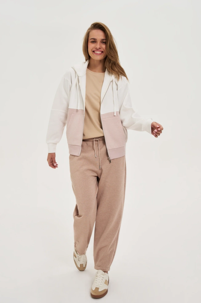 Bluza zapinana na zamek beżowa