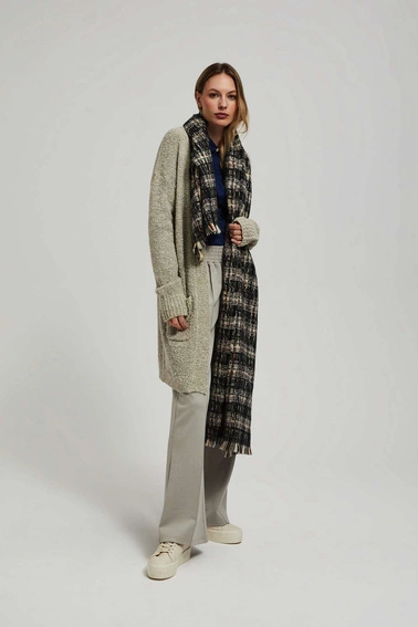 Szalik w kratę z metaliczną nitką czarny