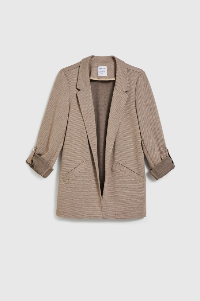 Marynarka z podwijanymi rękawami beżowa