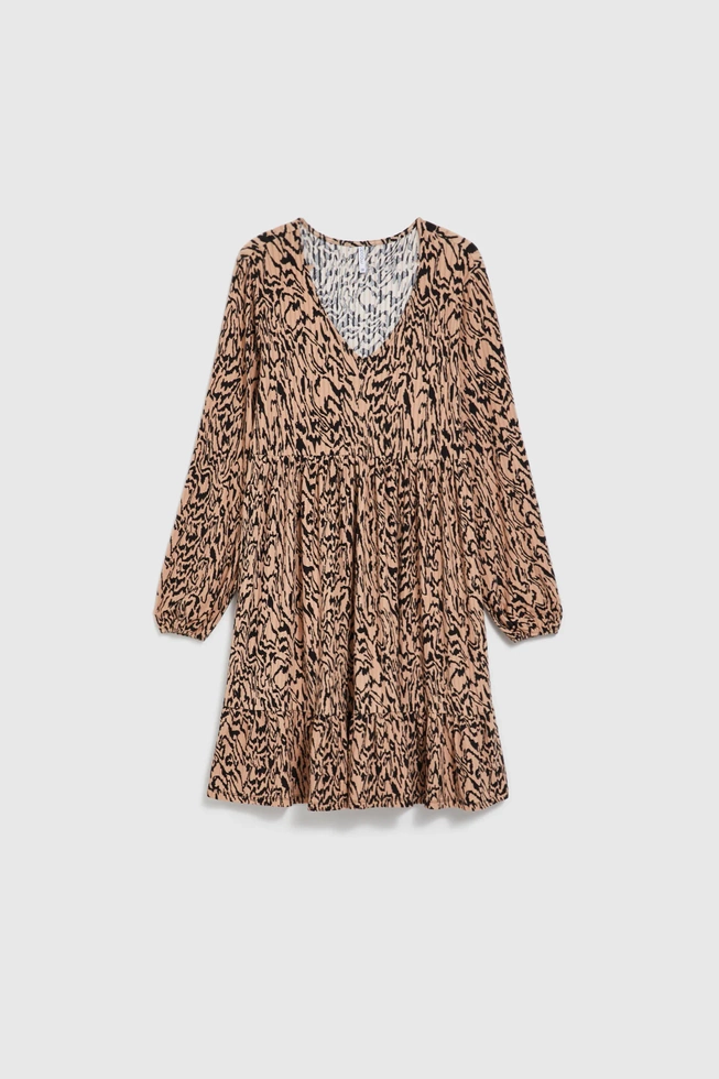 Sukienka w zwierzęcy wzór brązowa