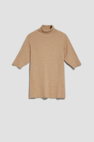 Golf z metaliczną nitką  beżowy